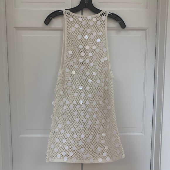 Caroline Constas White Sleeveless Crochet Coverup Sz Small - Picture 15 of 16